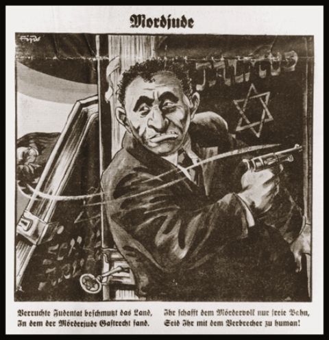 Depiction of Herschel Grynszpan, the Jewish assassin of Ernst vom Roth